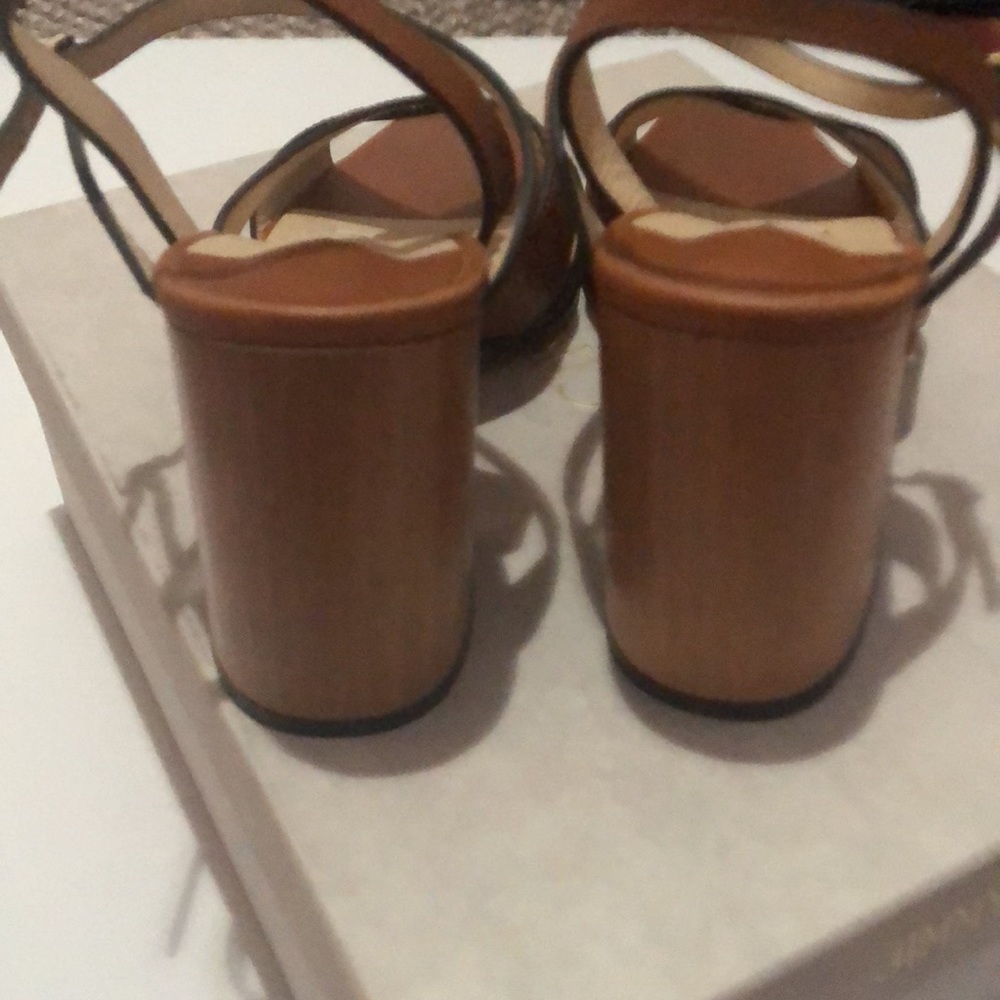 Jimmy Choo Brown Leather Block Heels - Picture 6 of 7